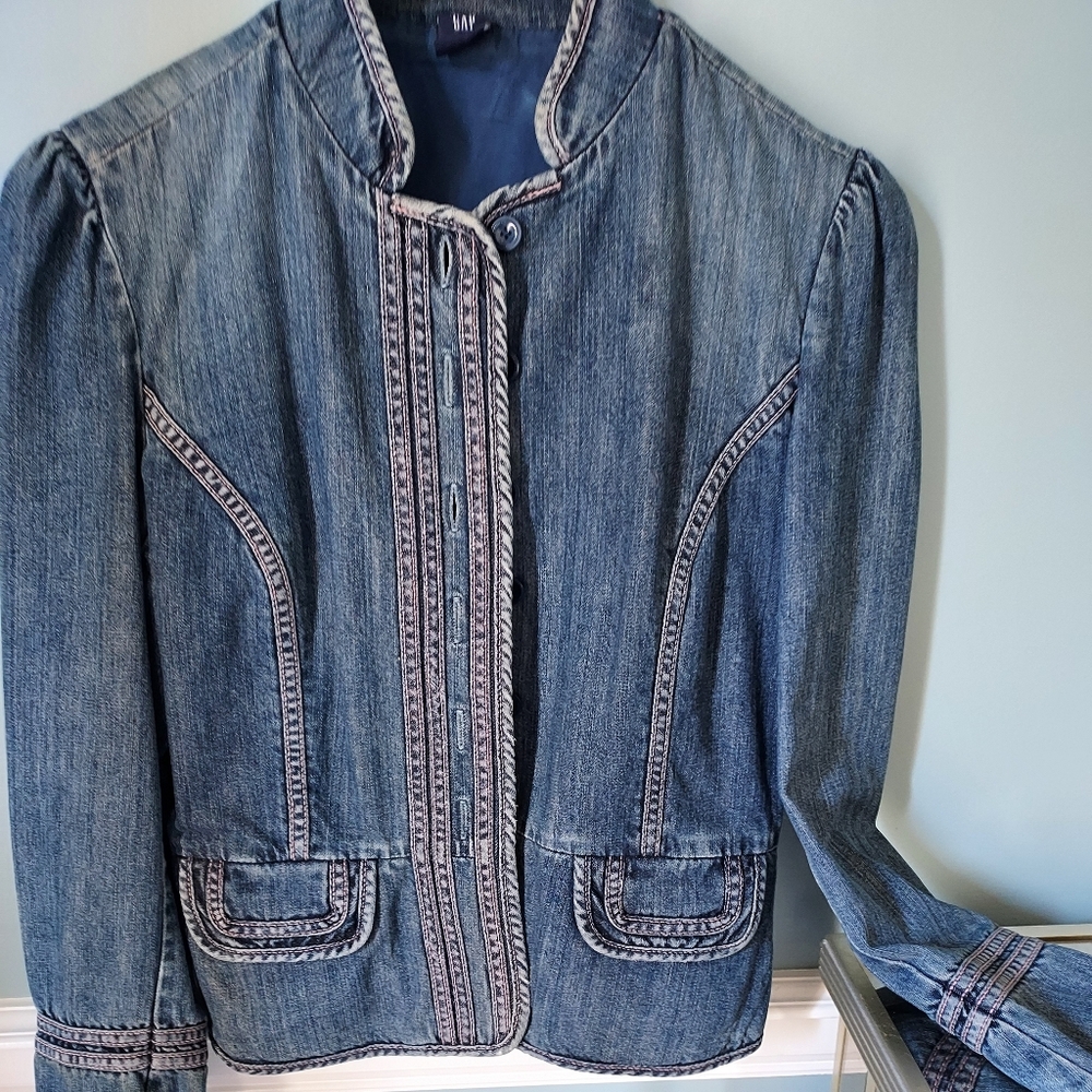 GAP Women's Indigo Denim Jacket with Stitch Detail